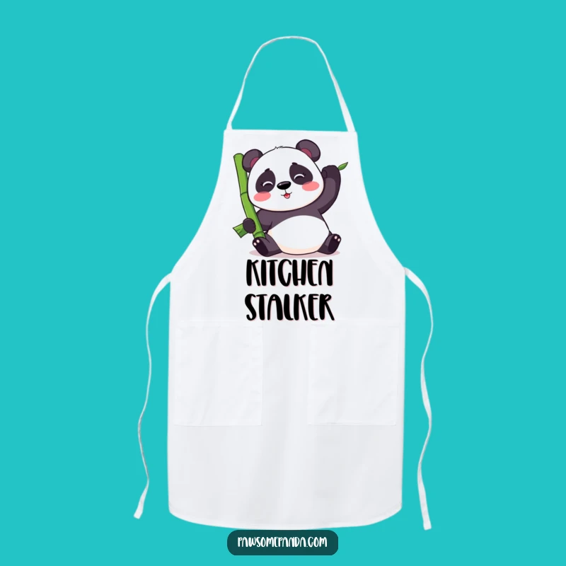 Funny Kawaii Panda Balancing Bamboo Apron - Cute Kitchen Panda Gift