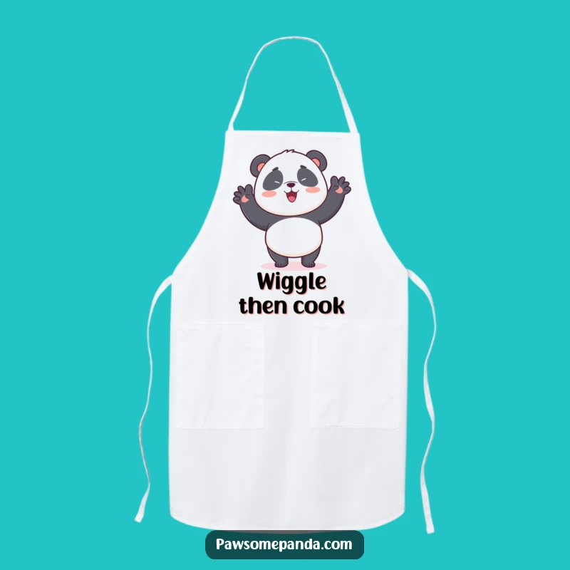 Funny Kawaii Panda Wiggle Dance Apron: Kitchen Panda Art, Charming Funny Gift Accessory