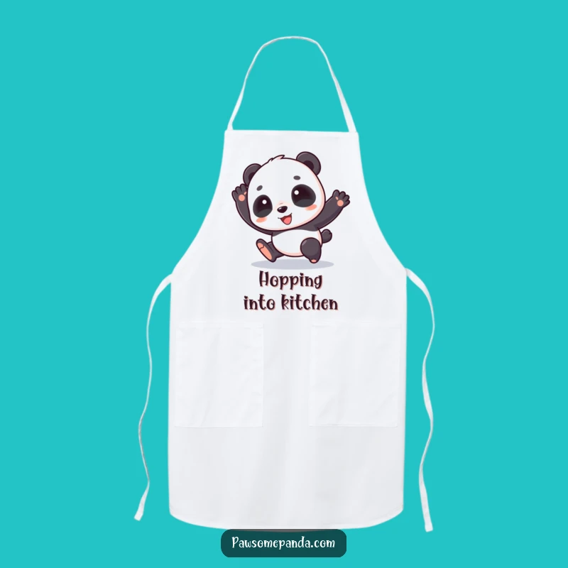 Funny Panda Hop Apron: Kitchen Fun with Happy Cartoon Character Chef Gift!