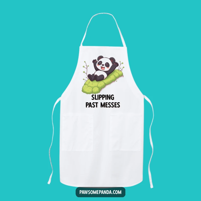 Funny Panda Slide Kitchen Apron: Playful Cooking, Hilarious Panda Gift