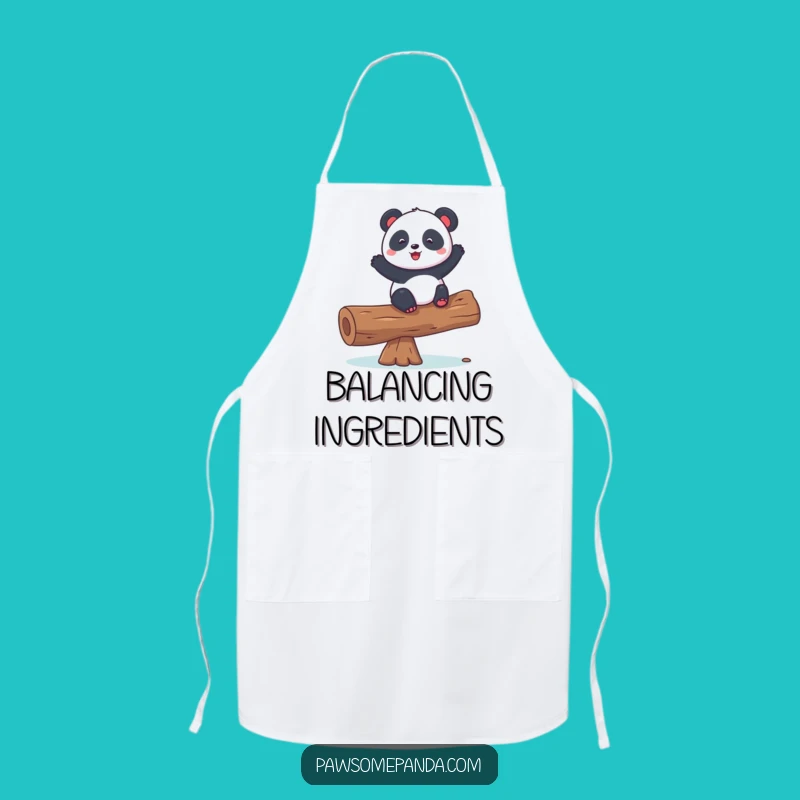 Funny Playful Panda Balancing Log Apron - Kitchen Fun Gift