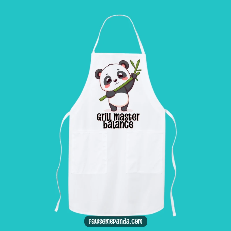 Funny Panda Bamboo Apron: Focused Chef Panda, Hilarious Kitchen Humorous Gift