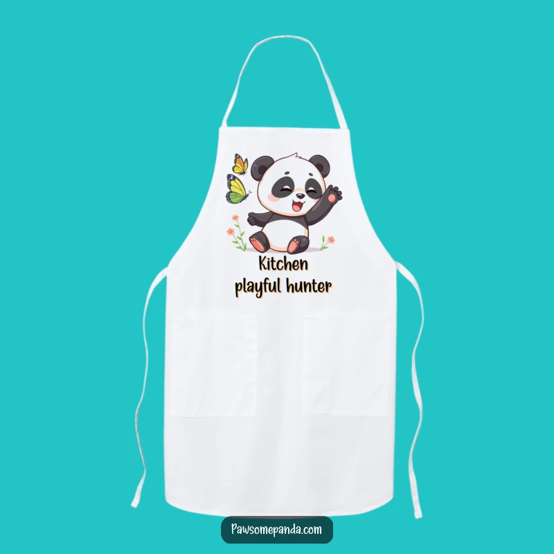 Funny Panda Butterfly Apron: Cook with Playful Action and Nature's Charm