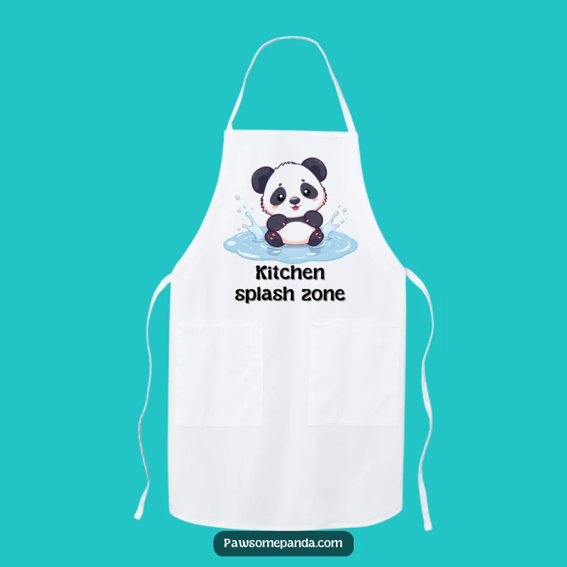 Funny Kawaii Panda Puddle Apron - Cute Kitchen Panda Gift