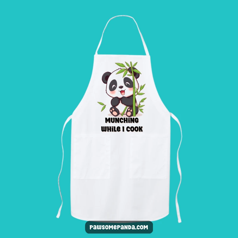 Funny Panda Bamboo Munching Apron: Happy Character for Kitchen Fun Gift
