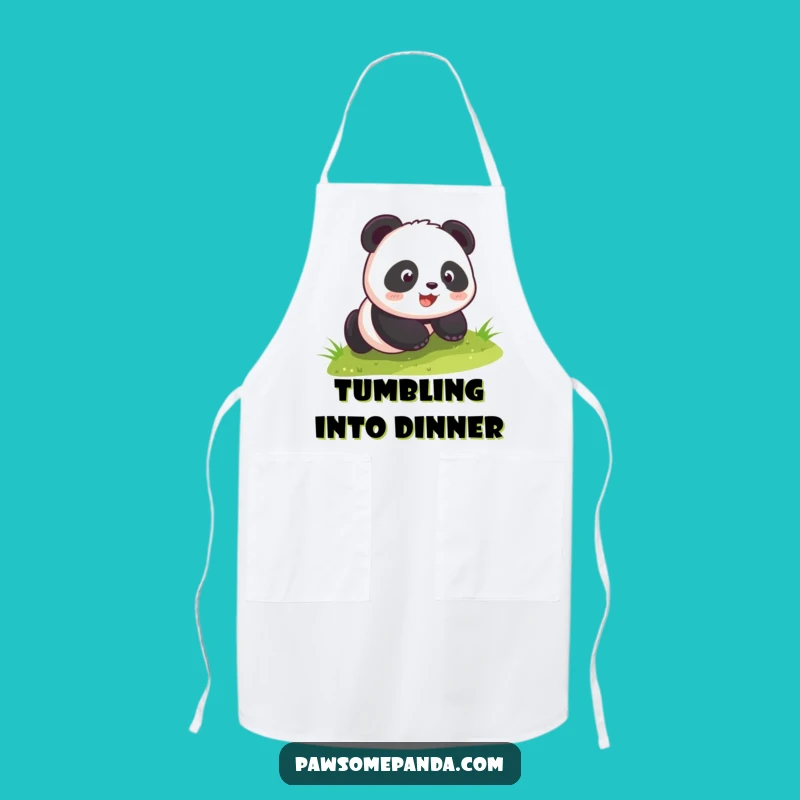 Funny Kawaii Panda Rolling Hill Apron - Cute Kitchen Panda Chef Gift