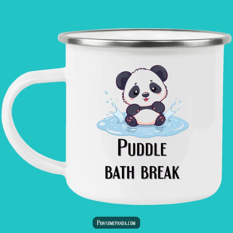 Funny Kawaii Panda Puddle Camping Mug - Outdoor Cute Panda Cup