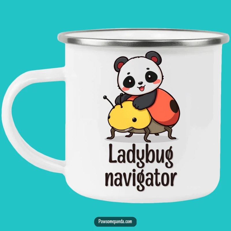 Funny Panda Ladybug Ride Camping Mug - Durable & Cute Outdoor Drinkware