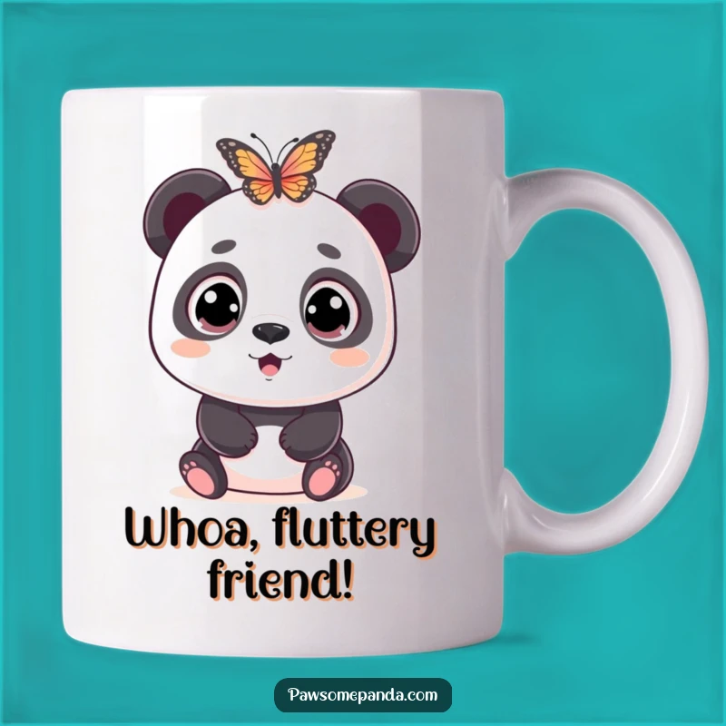 Funny Panda Surprise Mug: Wide-eyed Panda Amazed by Butterfly, Perfect Gift