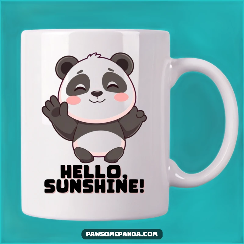 Funny Smiling Panda Happy Wave Mug, a Hilarious Greeting Gift for Panda Fans
