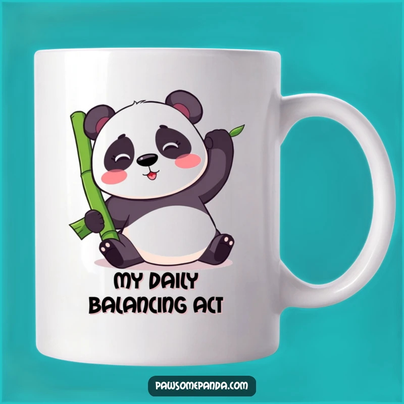 Funny Kawaii Panda Balancing Bamboo Mug - Hilarious Stressed Panda Gift