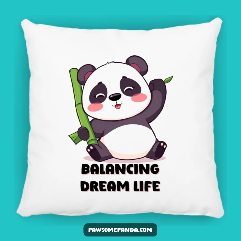 Funny Kawaii Panda Balancing Bamboo Pillow - Cozy Cute Panda Accent