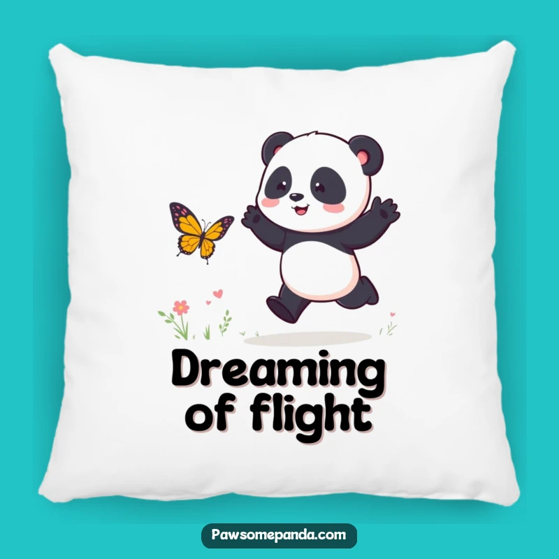 Comfy Funny Panda Butterfly Chase Pillow: Soft Comfort, A Delightful Funny Gift!