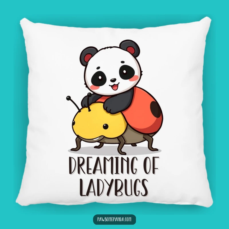Funny Panda Ladybug Ride Pillow - Soft & Cozy Decorative Cushion