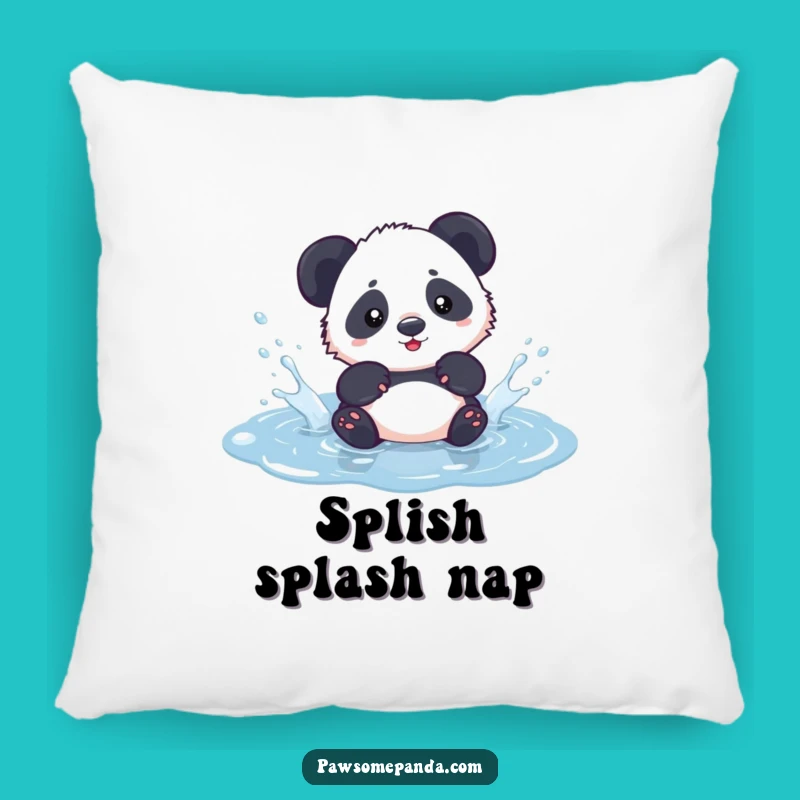 Funny Kawaii Panda Puddle Pillow - Soft Cute Panda Accent Pillow