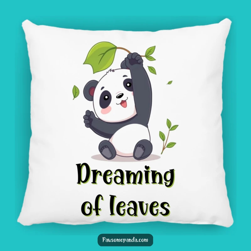 Funny Panda Pillow: Leaf Reaching Cushion, Cozy Comfort & Gentle Humor, Gift