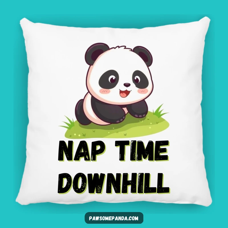 Funny Kawaii Panda Rolling Hill Pillow - Cute Comfy Panda Accent Pillow