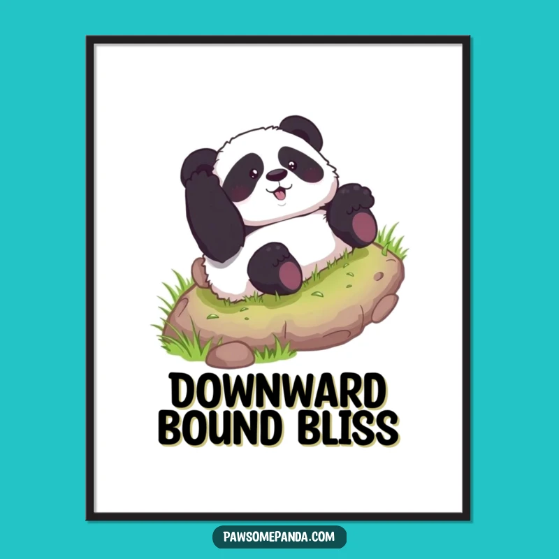 Funny Curious Panda Rolling Hill Digital Art - Instant Hilarious Decor Gift