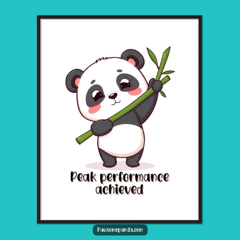 Funny Panda Bamboo Digital Art: Focused Panda Poster, Instant Humorous Decor Gift