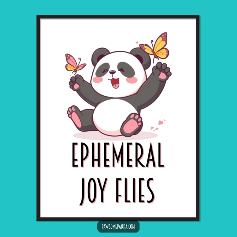 Funny Panda Butterfly Digital Print: Instant Playful Wall Art