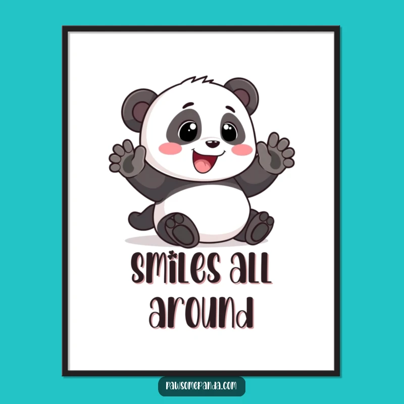 Funny Panda Waving Digital Art: Instant Smiles and Friendly Cheer for Your Walls