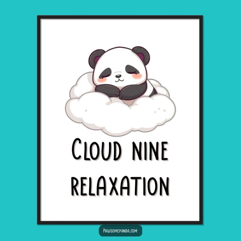 Funny Sleepy Panda Digital Art: Content Cloud Print Gift