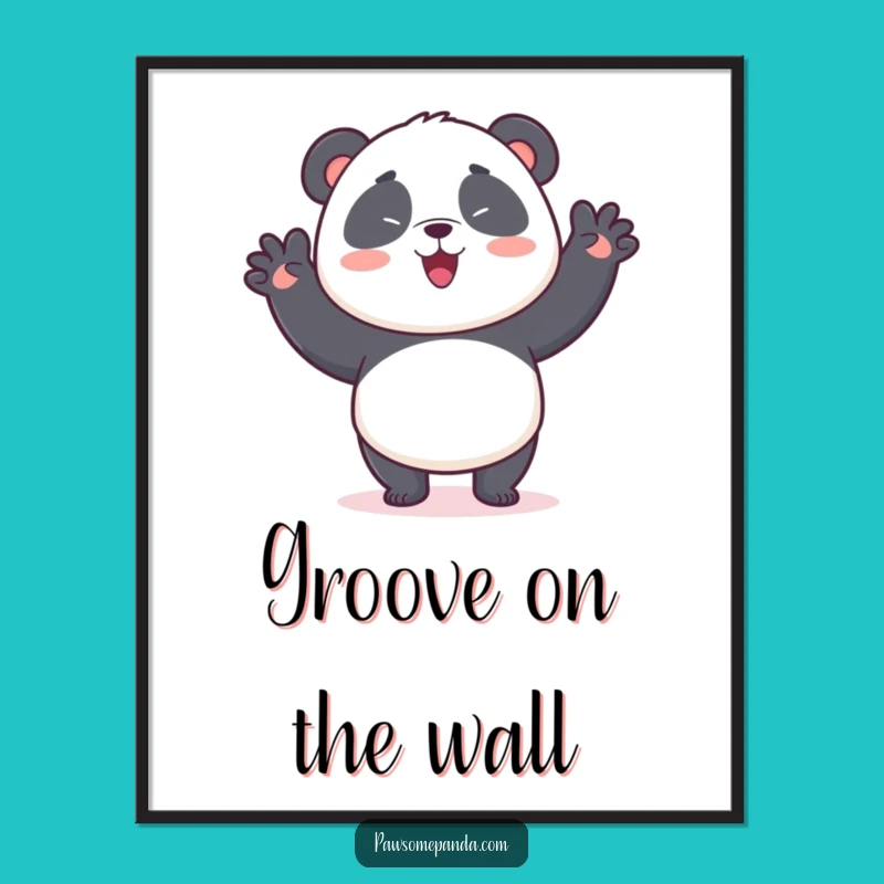 Funny Kawaii Panda Wiggle Dance Digital Art: Printable Panda Decor, Instant Funny Gift