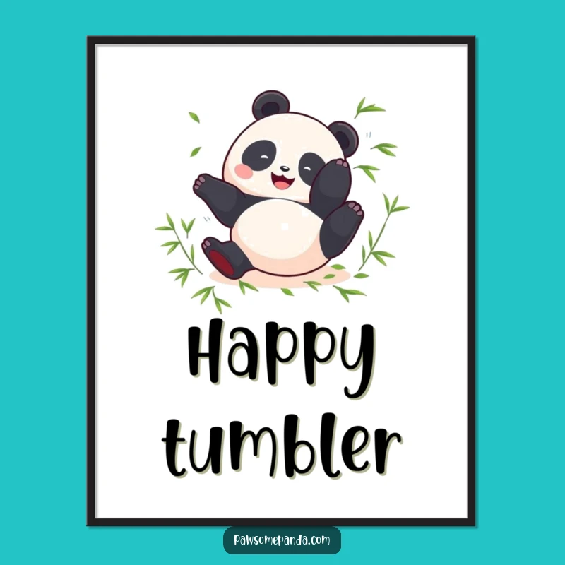 Funny Panda Somersault Digital Art Print - Instant Joy Perfect Gift