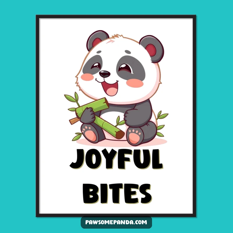 Funny Kawaii Panda Munching Digital Art: Printable Panda Decor, Instant Funny Gift