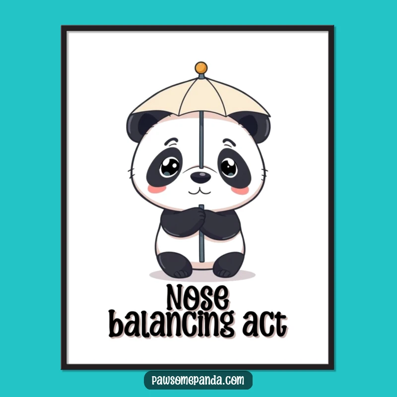 Funny Panda Umbrella Nose Digital Art: Determined Decor Funny Gift