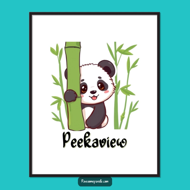 Funny Kawaii Panda Cub Peek Digital Art: Printable Panda Decor, Instant Funny Gift