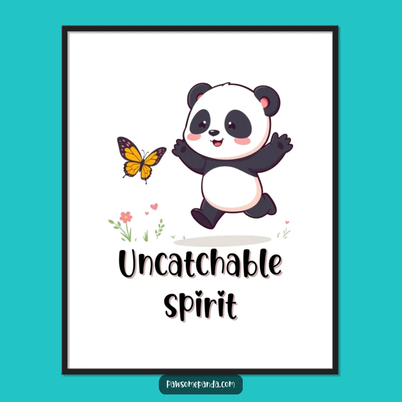 Funny Panda Butterfly Chase Digital Print: Instant Joy, A Cool Funny Gift!
