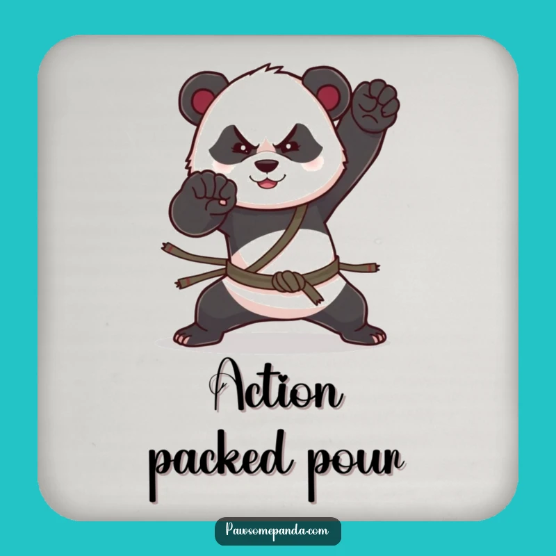 Funny Panda Strike Coaster - Martial Arts Table Protector, Perfect Funny Gift!