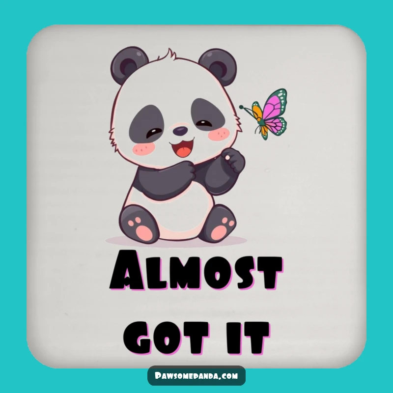 Funny Panda Butterfly Chase Coaster - Protect Surfaces with Playful Art