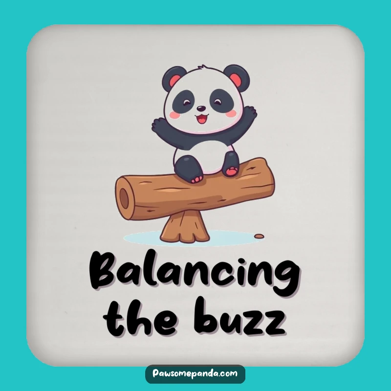 Funny Playful Panda Balancing Log Coasters - Stylish & Amusing Set