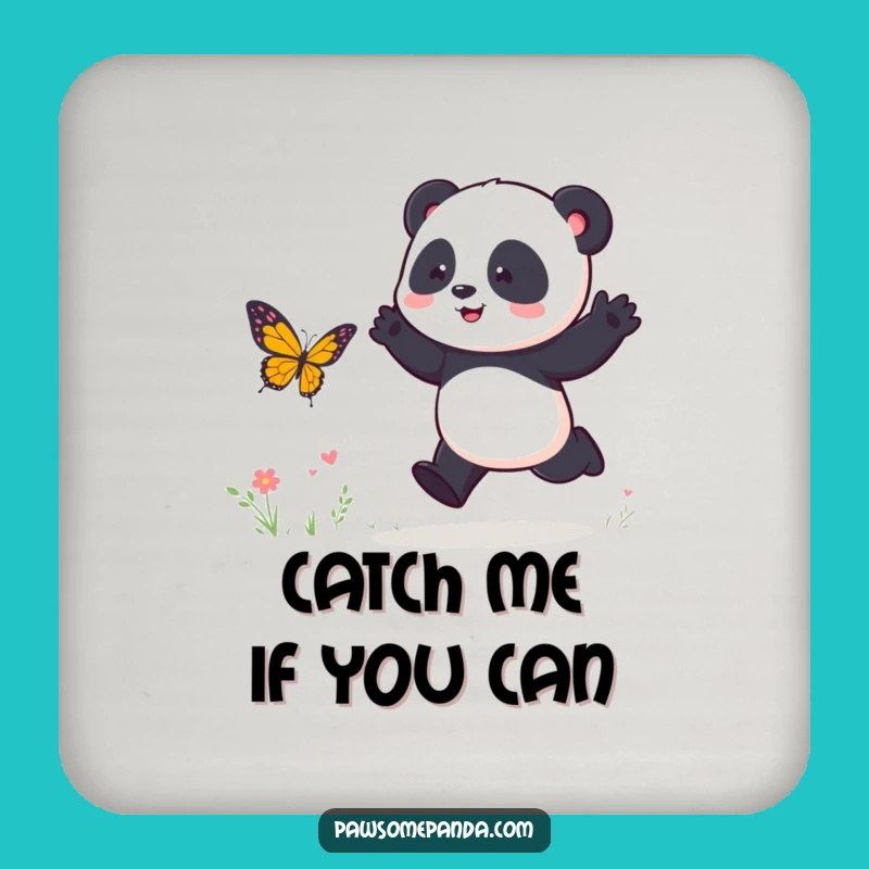 Funny Panda Butterfly Chase Coaster: Protect Surfaces, A Charming Funny Gift!