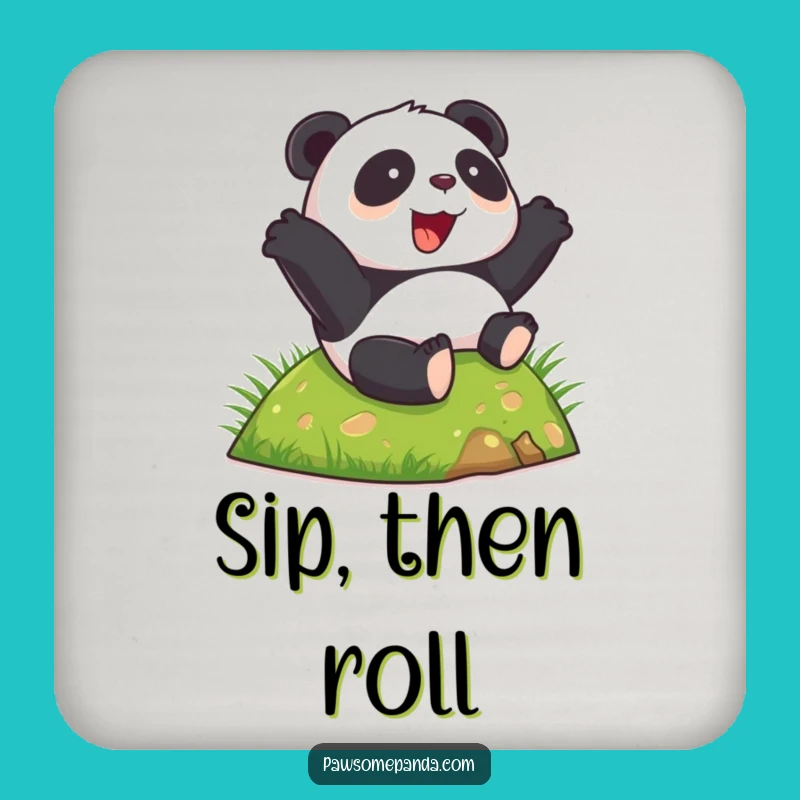 Funny Happy Panda Rolling Coasters - Protect Surfaces with Cheerful Art
