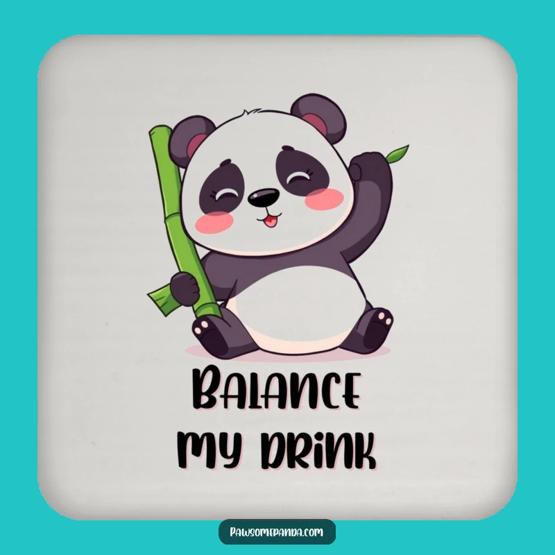 Funny Kawaii Panda Balancing Bamboo Coaster - Cute Panda Drink Accessory