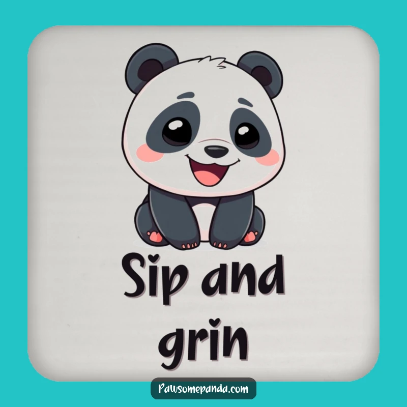 Funny Panda Coaster: Goofy Grin Drink Accessory, Protect Surfaces with Humor, Gift
