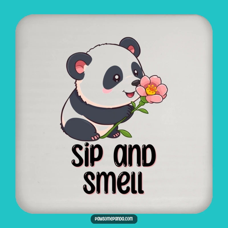 Funny Panda Flower Coasters: Protect Surfaces with Curious Panda Art, Humorous Gift Set