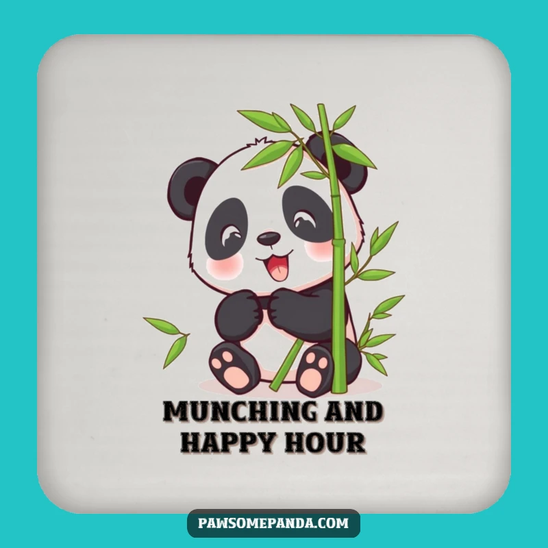 Funny Panda Bamboo Munching Coaster: Happy Character for Table Protection Gift
