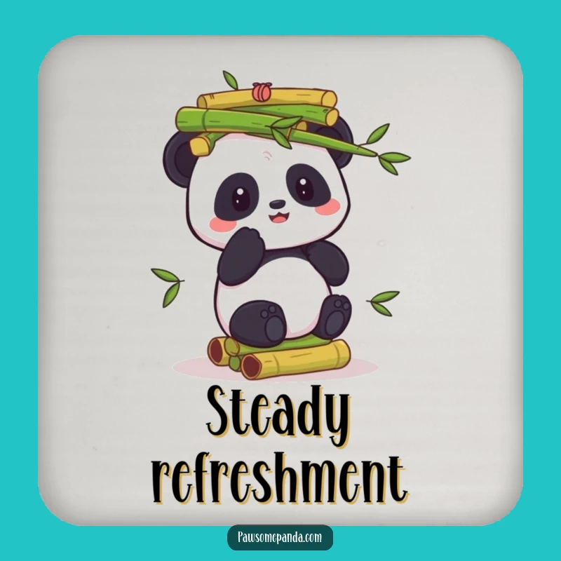 Funny Panda Coaster: Bamboo Balancing Act, Protect Surfaces Gift