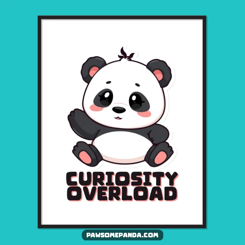Funny Curious Panda Poster: Intriguing Wall Art with Cute Cartoon Character Decor Gift!