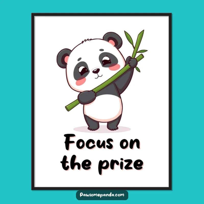 Funny Panda Bamboo Poster: Determined Panda Art, Whimsical Humorous Wall Decor Gift