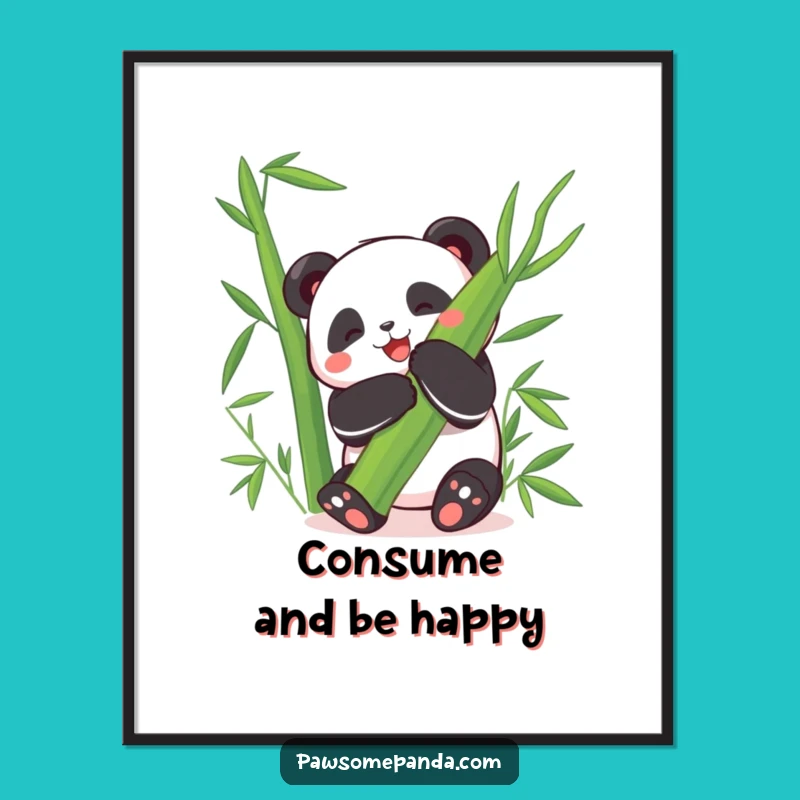 Funny Happy Panda Poster: Bamboo Hug Art, Charming Funny Gift for Walls!