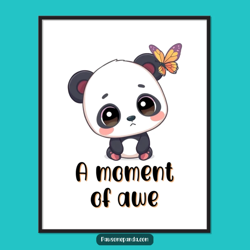 Funny Panda Butterfly Poster - Charming Nature Art, Excellent Funny Gift Idea!