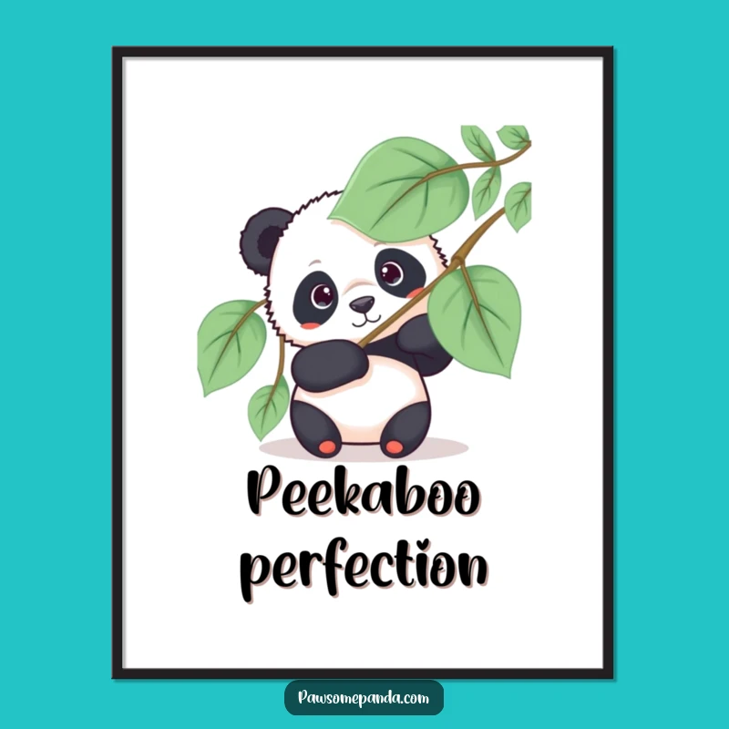 Funny Panda Fan Peek Poster - Whimsical Wall Art for Curious Spaces