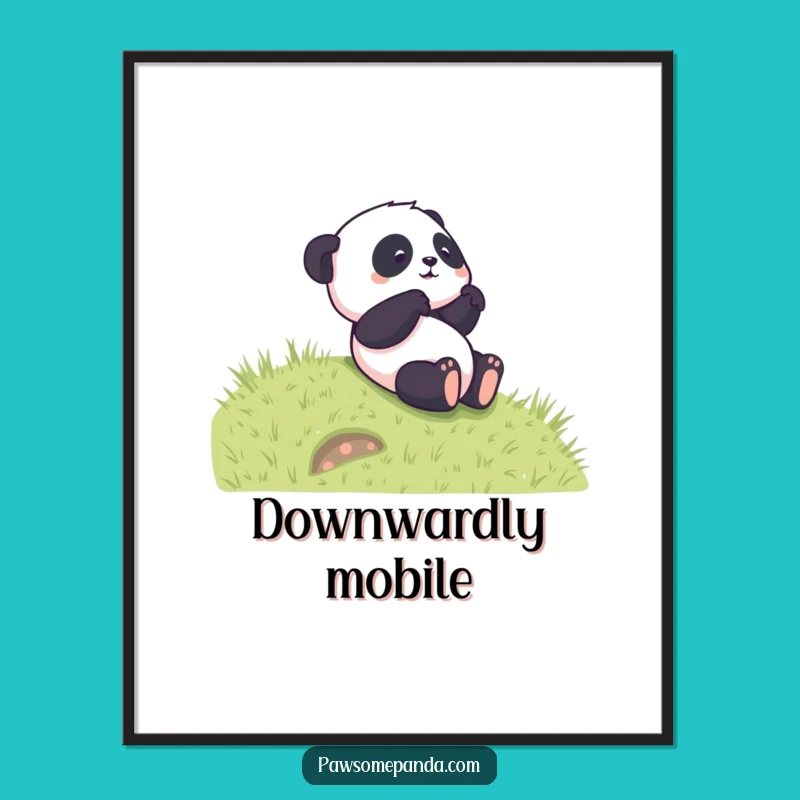 Funny Panda Rolling Poster - Charming Cartoon Wall Art, Excellent Funny Gift Idea!