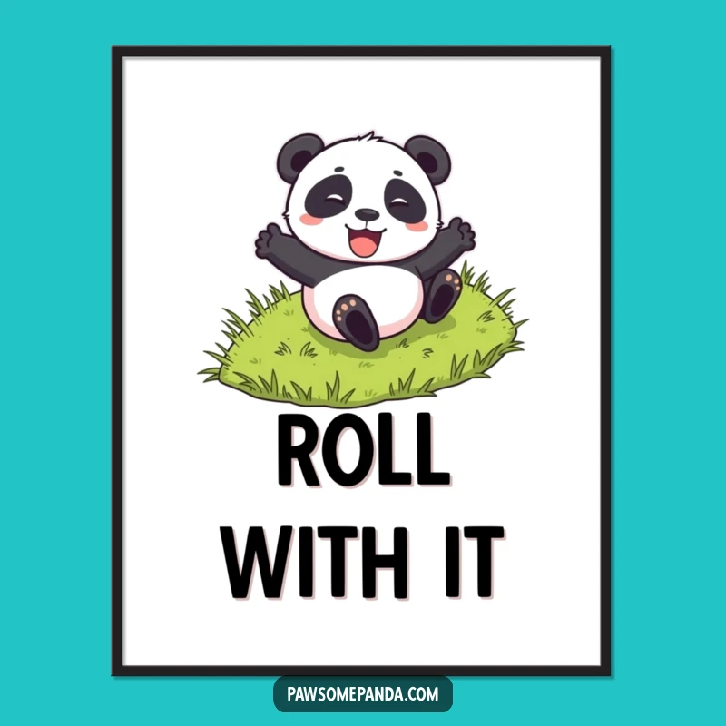 Funny Rolling Panda Poster: Charming Wall Art for Hilarious Animal Lovers