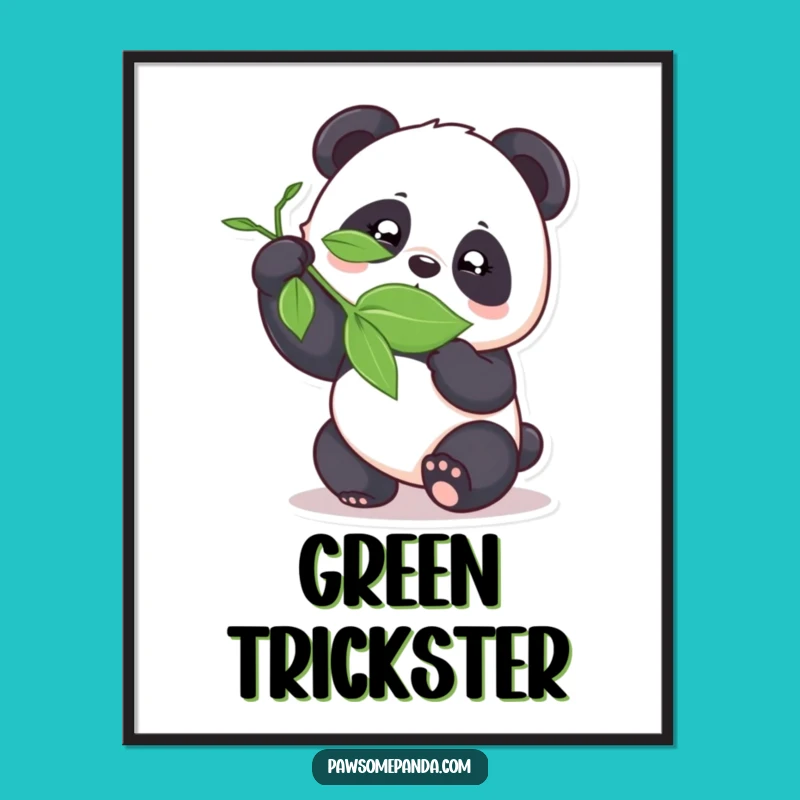 Funny Panda Bamboozling Leaf Poster - Cheeky Wall Art for Panda Lovers!
